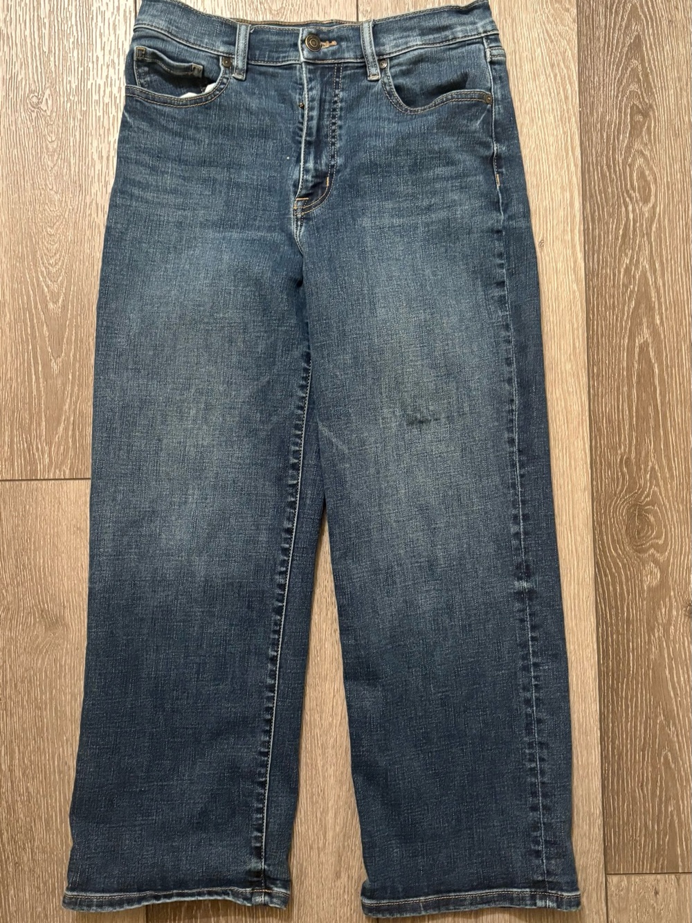 Eunina Dawn Super High Rise Wide Leg Crop Jeans Size 7/28W Dark Wash